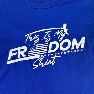 Grunt Style Mens T Shirt Freedom USA Flag Eagle Graphic Blue Size XLarge